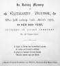 Elizabeth Thornhill funeral card